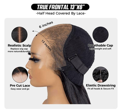 Sale Happening Now:50%OFF Pre-Cut Lace Kinky Straight 360 Full Lace Frontal Glueless Wig With Invisi Drawstring Pre Plucked Human Hair Wig